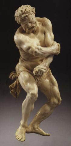 The Captive Hercules, Carved Ivory, 8.1 x 20.7 in., 1655